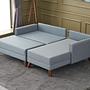 Bella Sofa Récamiere Rechts mit Hocker Blau 4