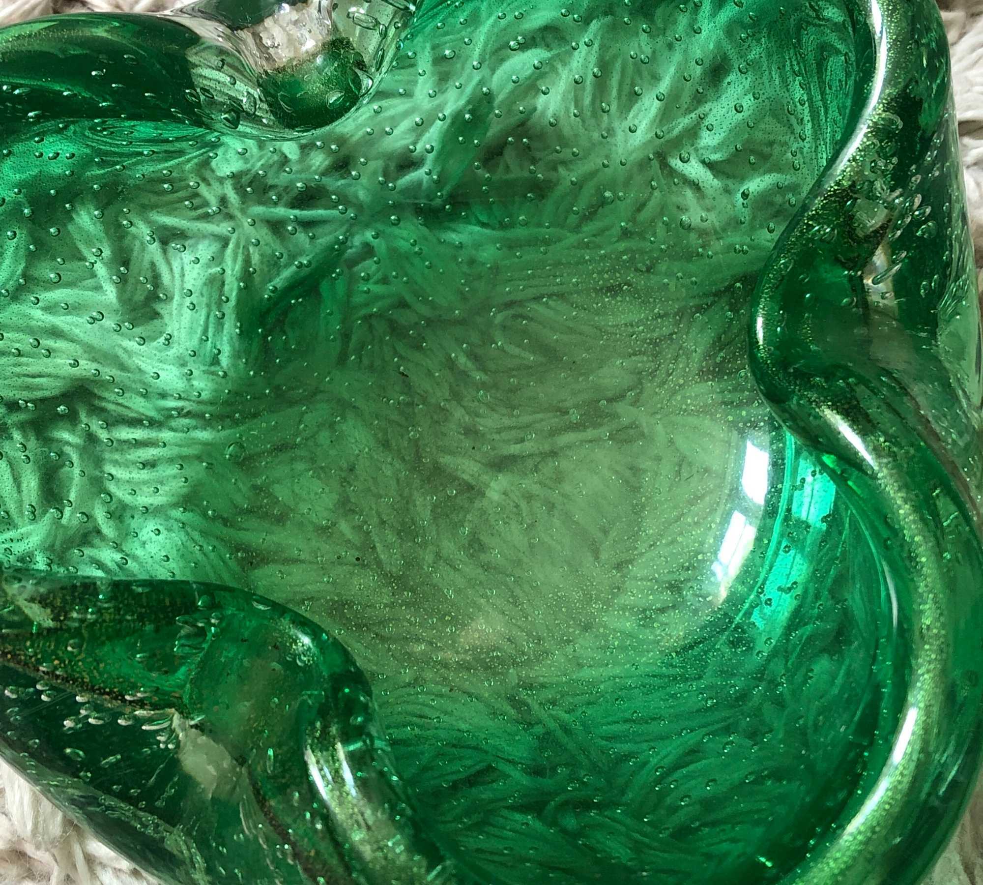 Freiform Glasschale aus Muranoglas Grün  2