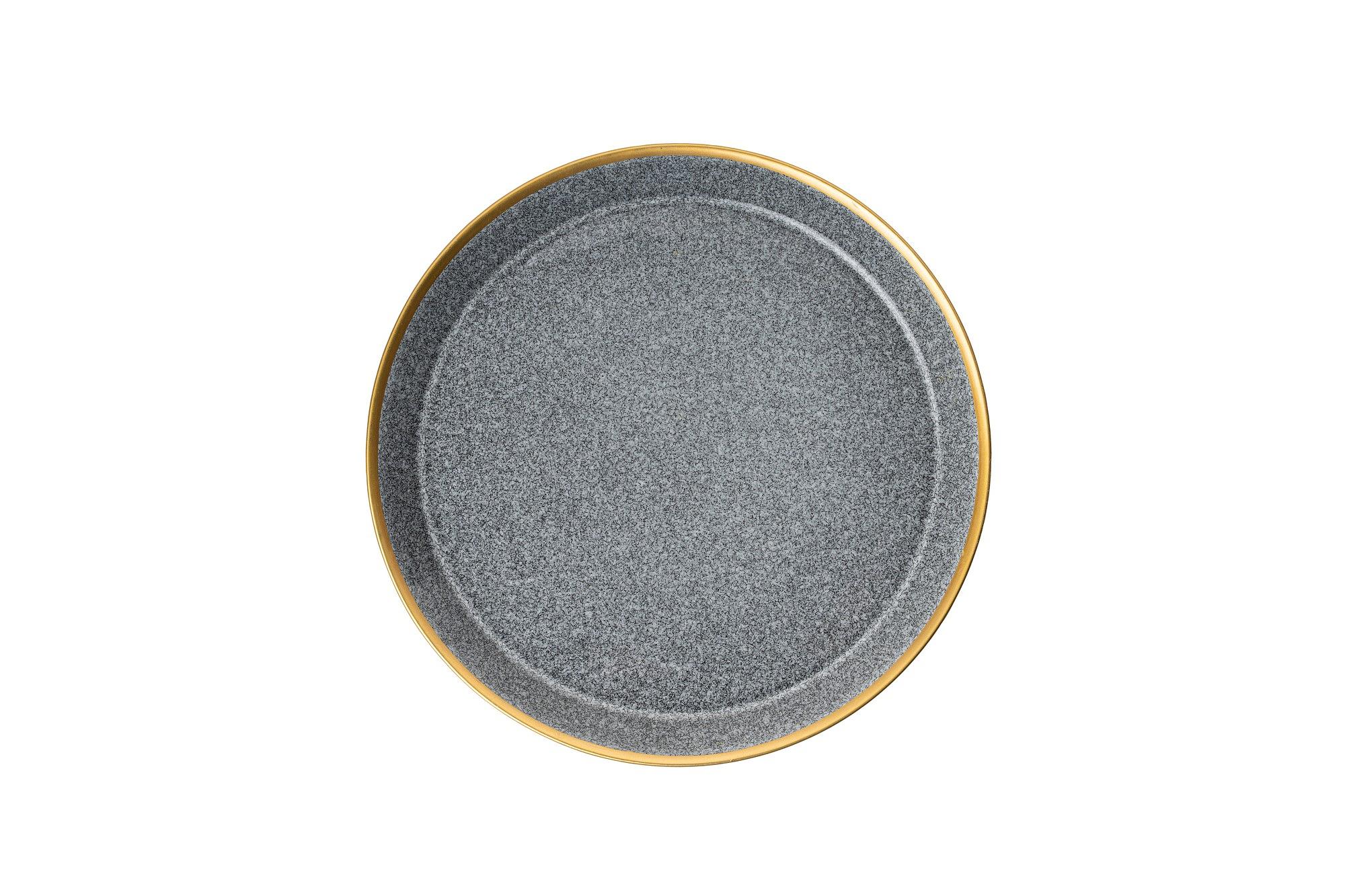 Geschirrset 16-tlg. Porzellan Schwarz Gold 4 Personen 5