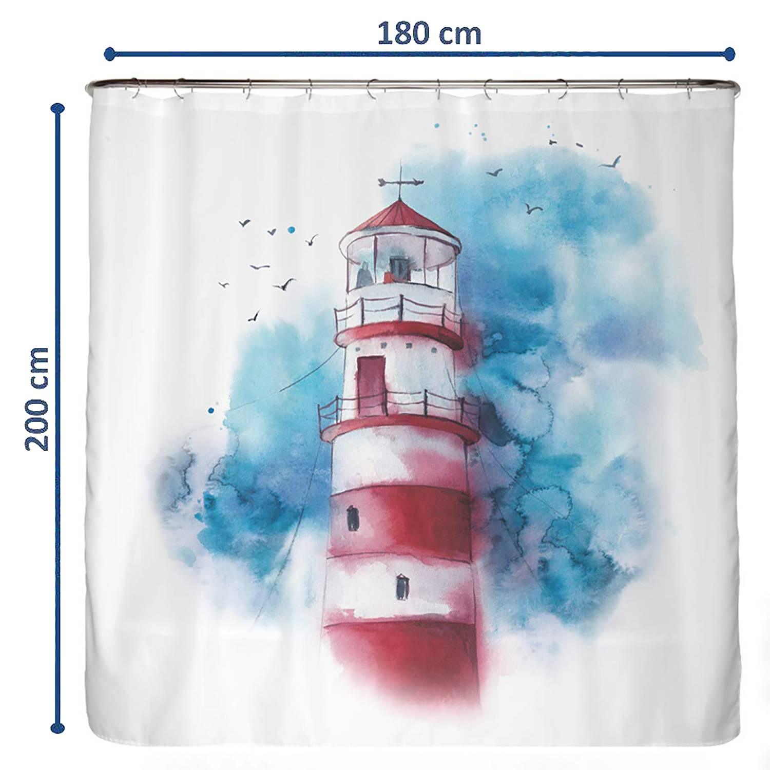 Anti-Schimmel Duschvorhang Leuchtturm Polyester Mehrfarbig 1