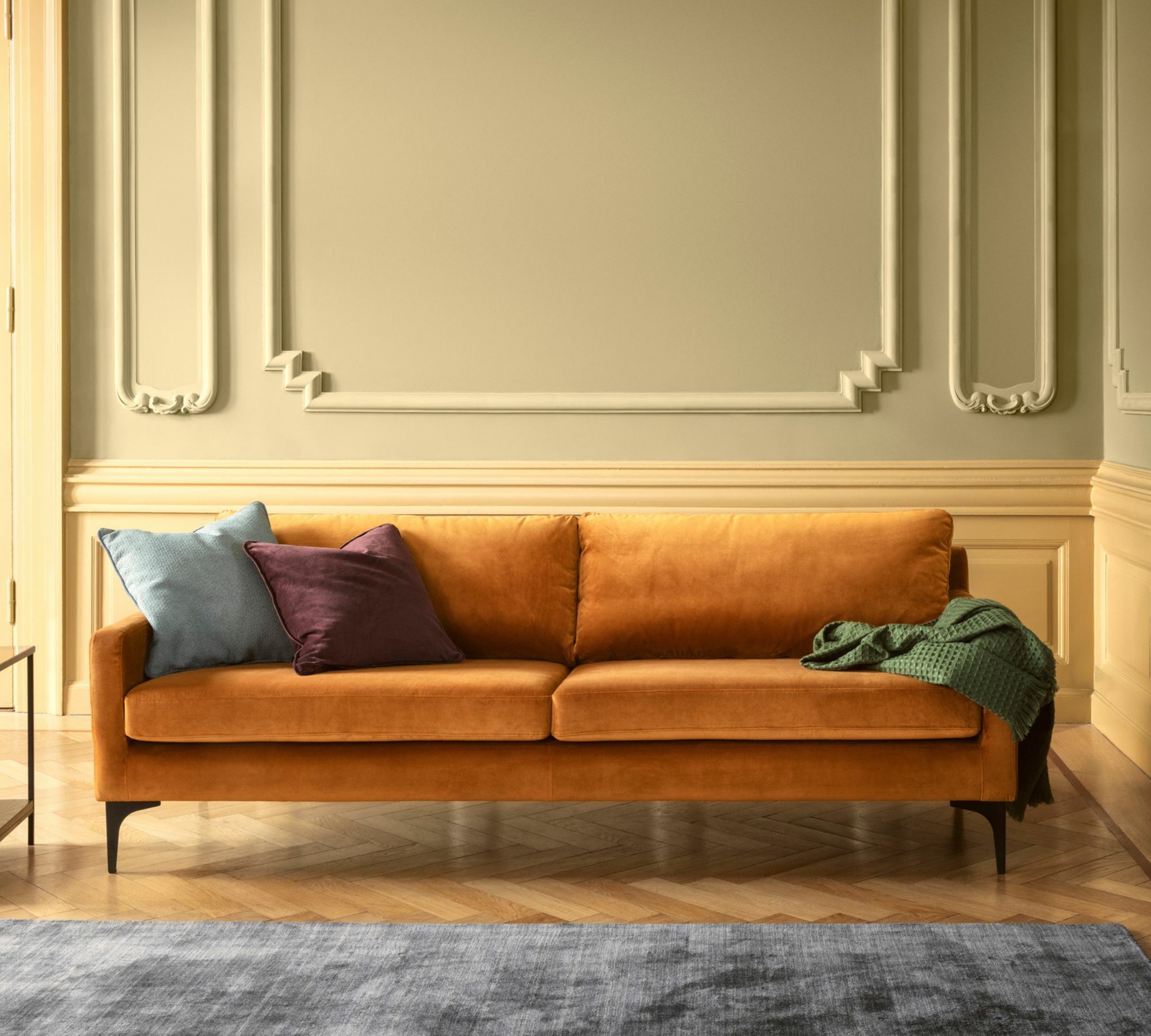 Astha Sofa 3-Sitzer Velour Matt Dark Grey 3
