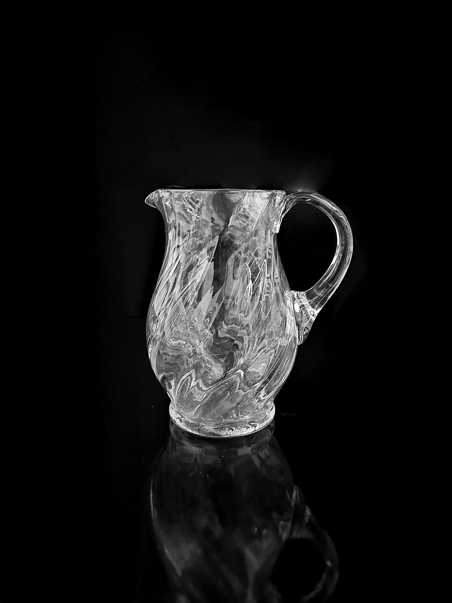 Caraffa per l'acqua in vetro Mid-Century Modernist, anni '50 0