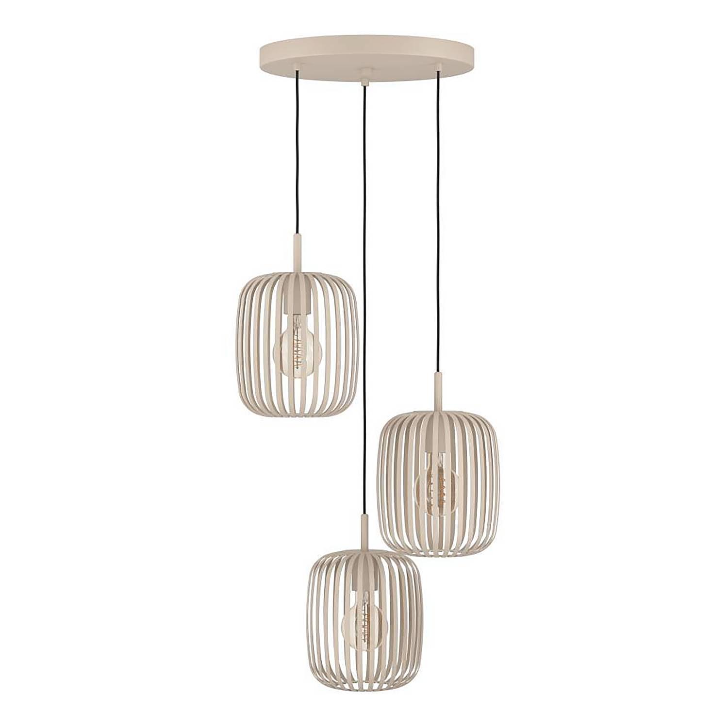 3-Flammig Pendelleuchte Romazzina Stahl Beige 4