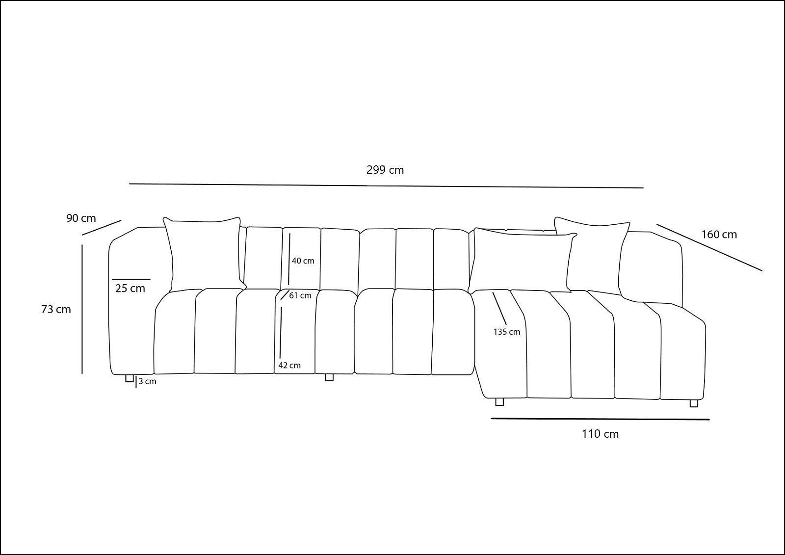 Beyza Sofa Récamiere Rechts Hellgrau 9