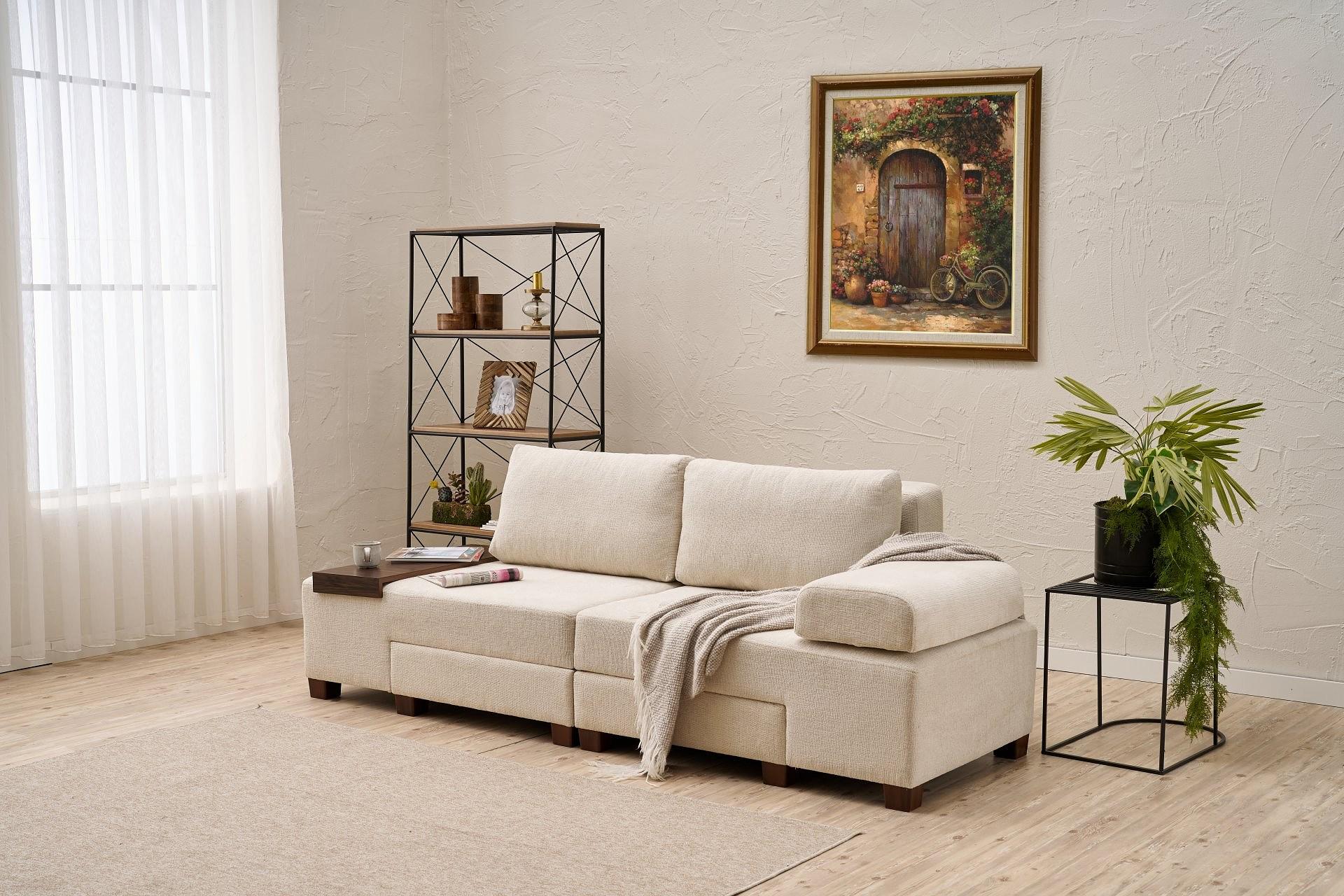 Perenna Sofa 3-Sitzer Chenille Creme 1