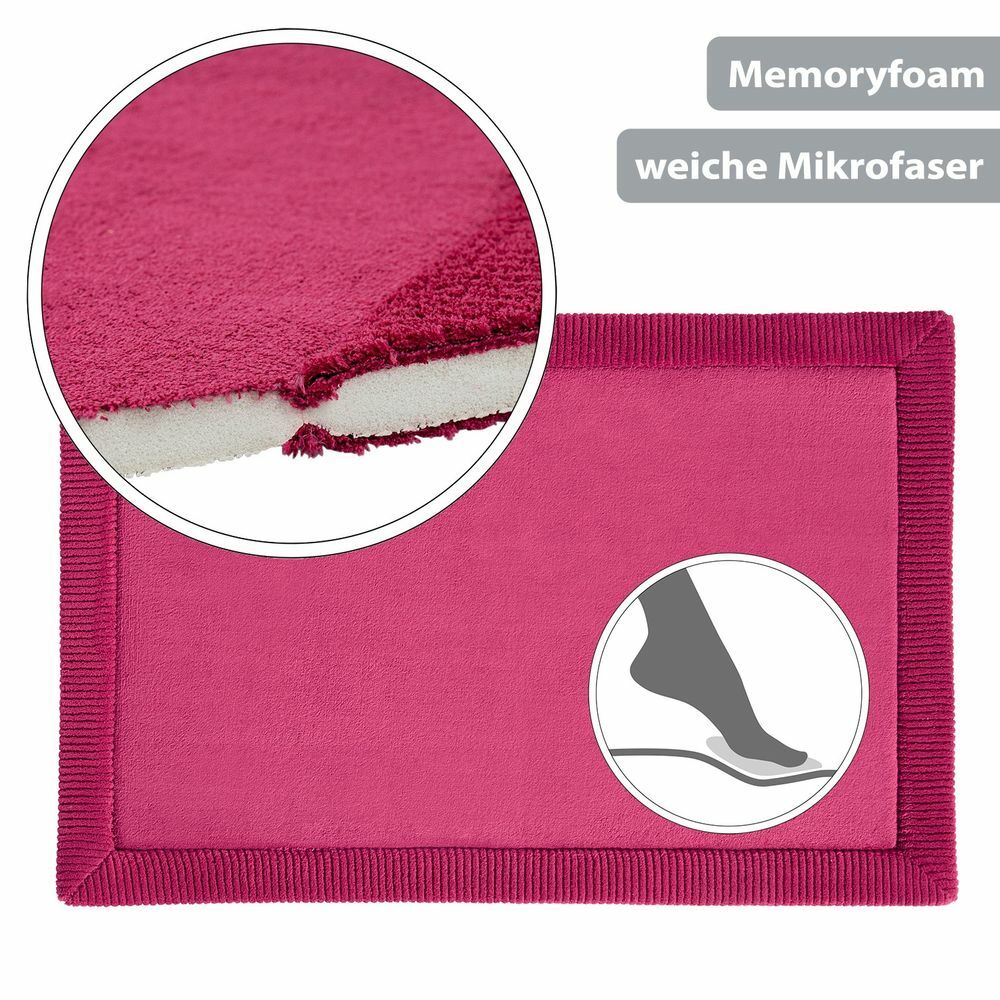 Rutschfeste Microfaser Badematte mit Memory Foam Bordeaux 4