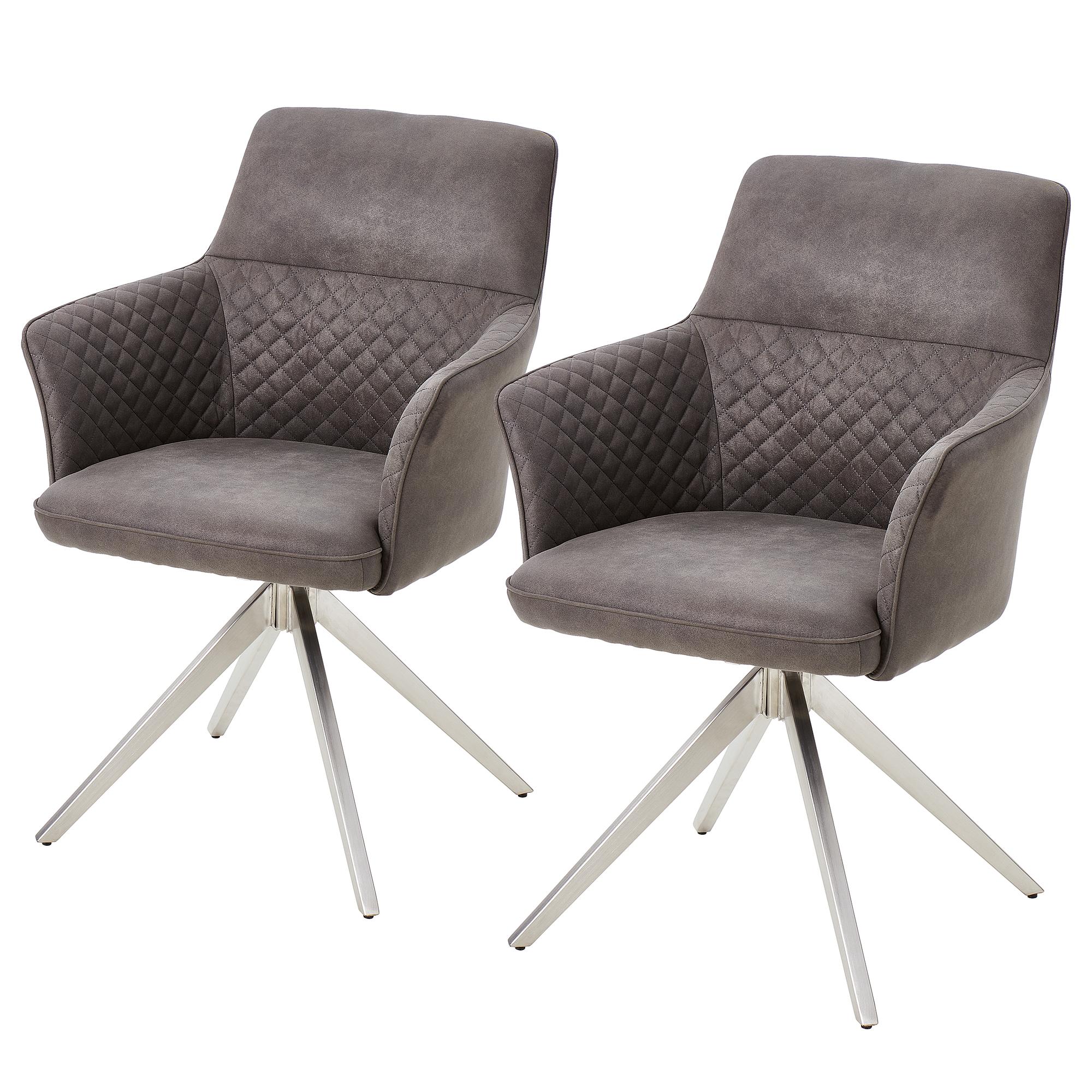 Armchair YEVOY Set of 2 Microfiber Dark Gray 1
