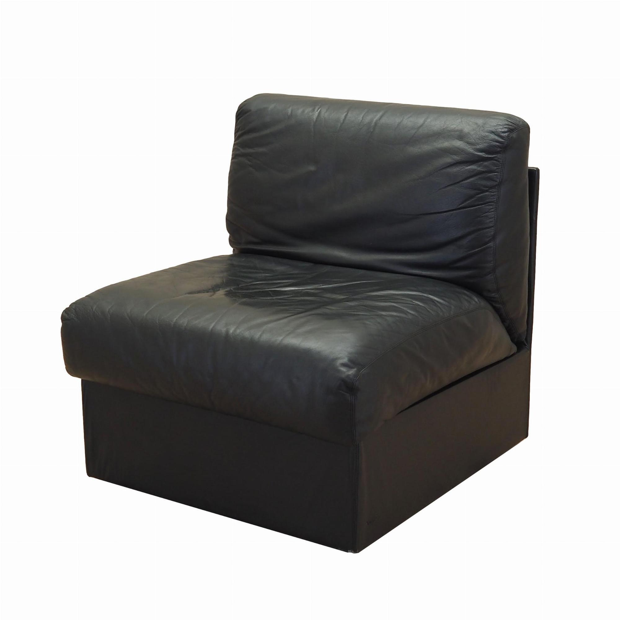 Sessel Leder Schwarz 1960er Jahre 0