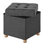 Upholstered Ottoman Oblava with Storage Space Woven Fabric Solid Birch Grey 4