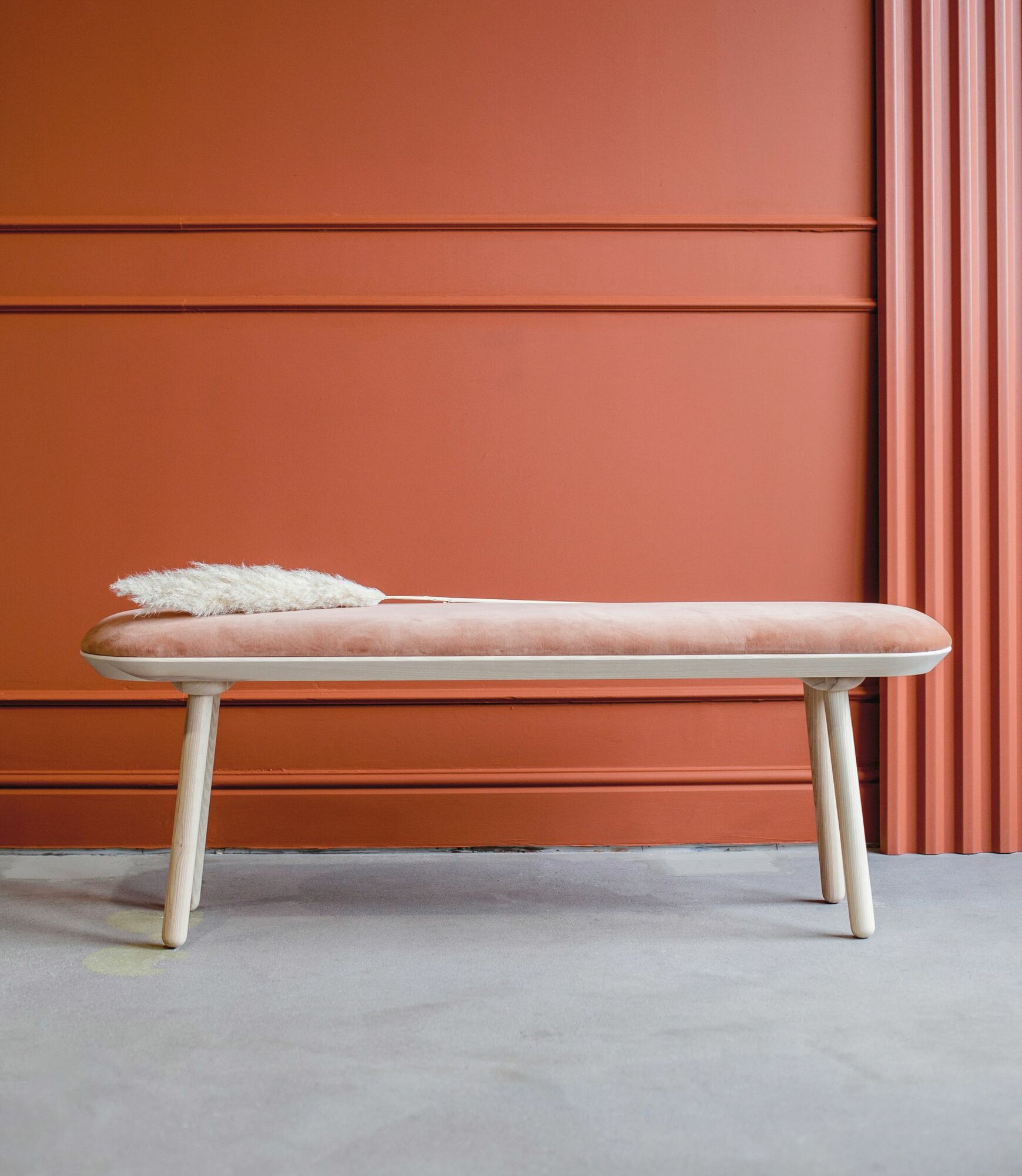 Panca Naïve Frassino Velluto Terracotta 0