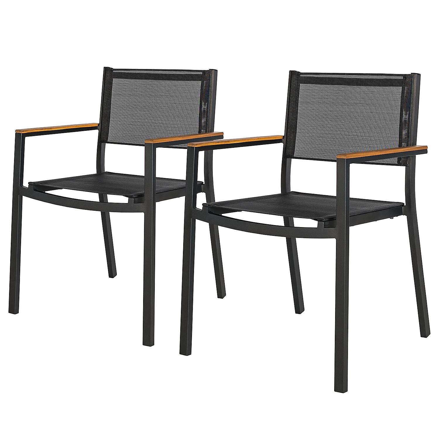 2x Gartenstuhl Daly mit Gitterstoff Schwarz 1