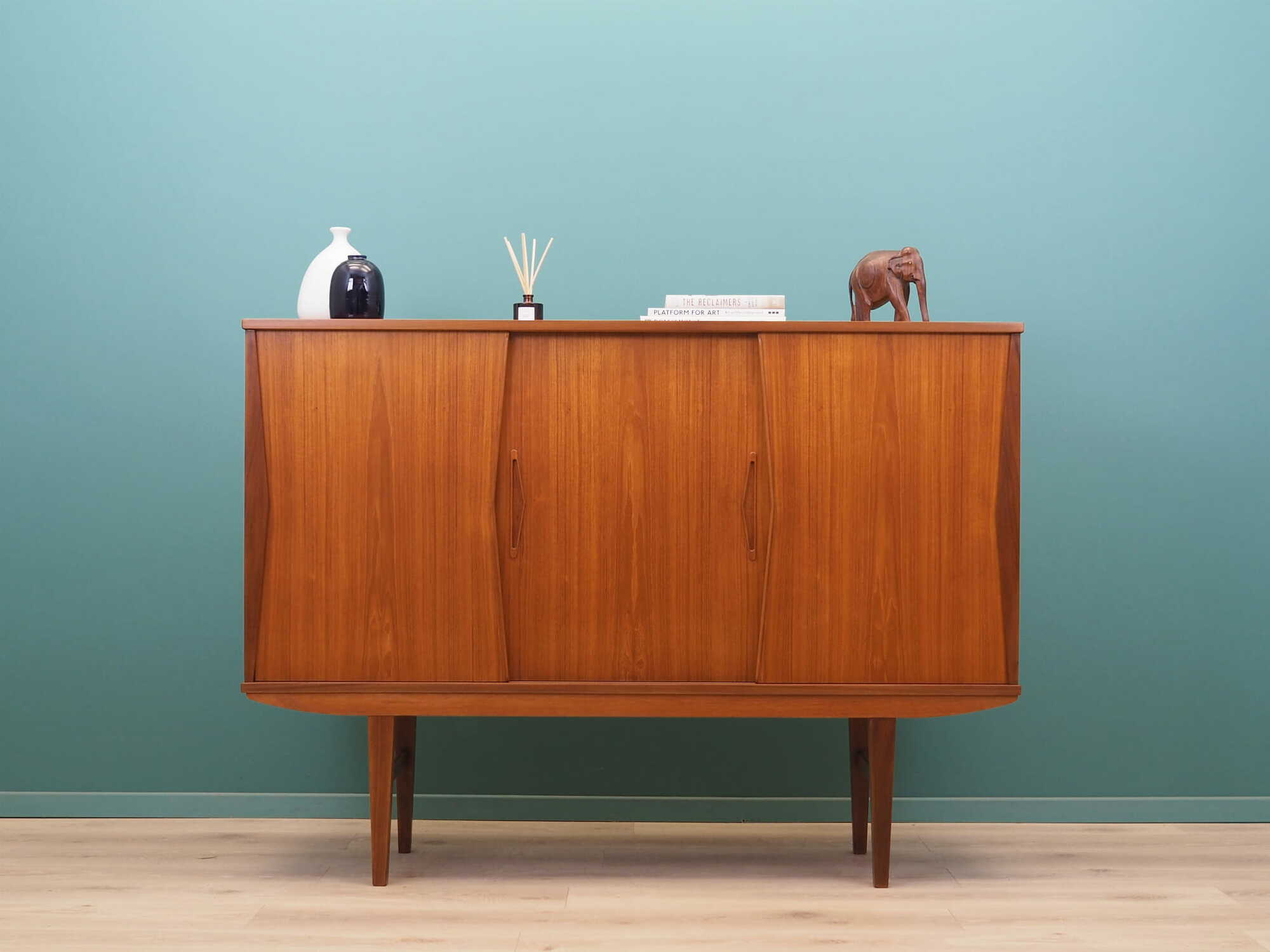 Vintage Highboard Teakholz Braun 1960er Jahre 1