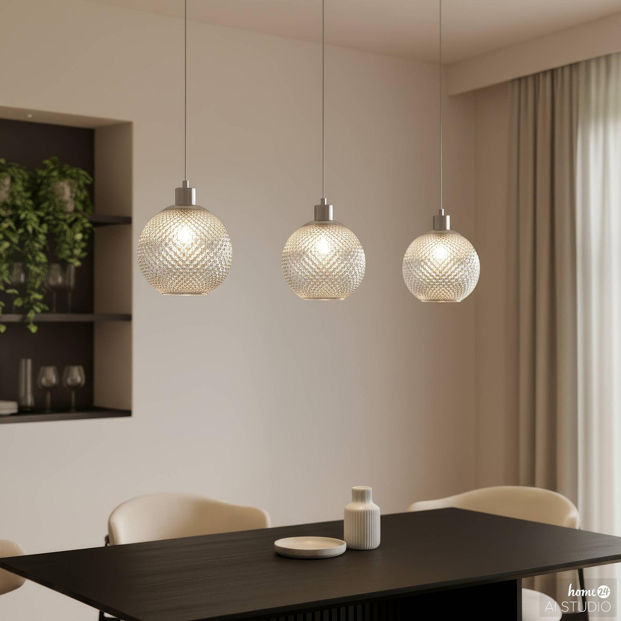 3-Light NADE Pendant Lamp Glass Iron 3