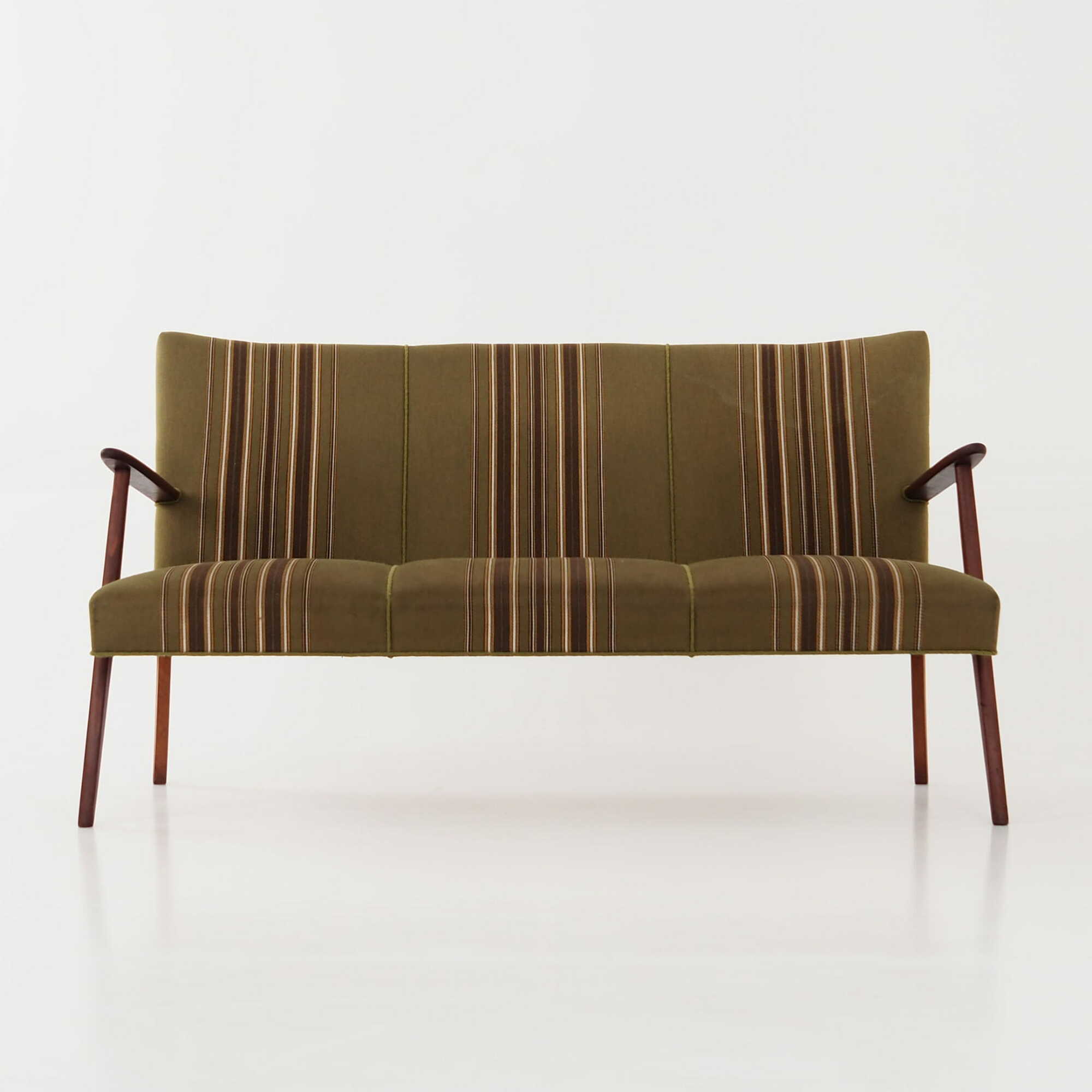 Vintage Sofa Teakholz Textil Grün 1960er Jahre  1