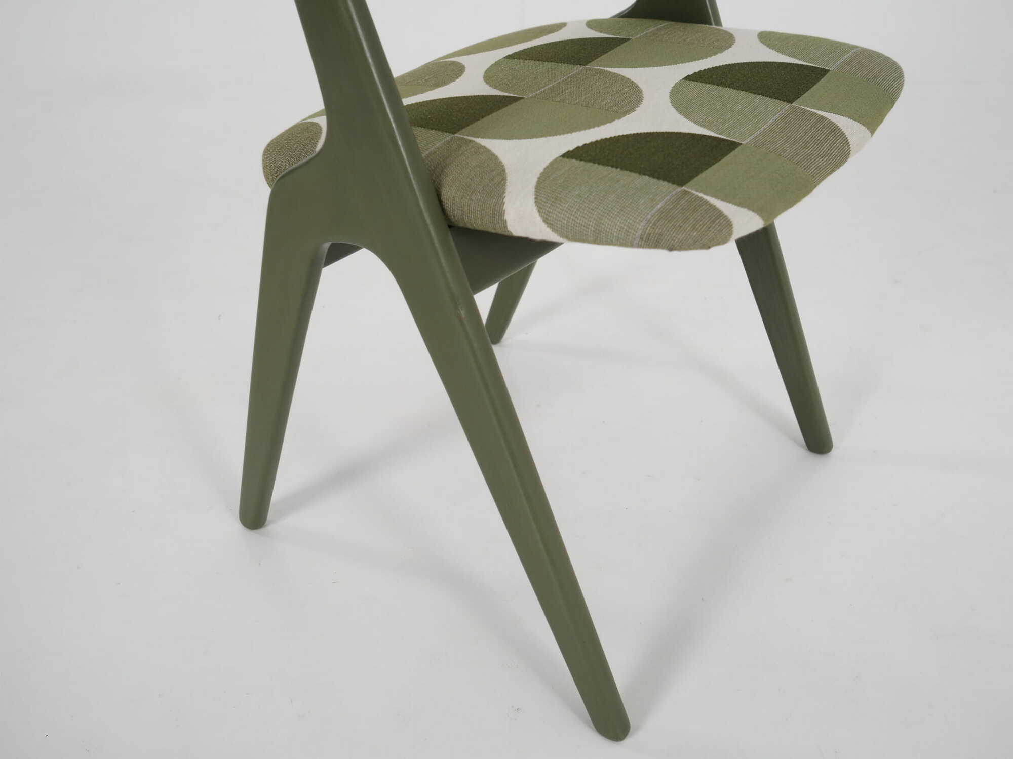 Vintage Chair Wood Fabric Green 1970s 9