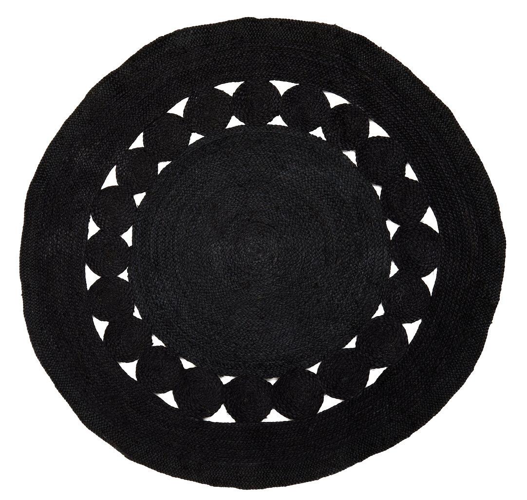 Bosie Demir Runder Schwarzer Jute-Teppich 0