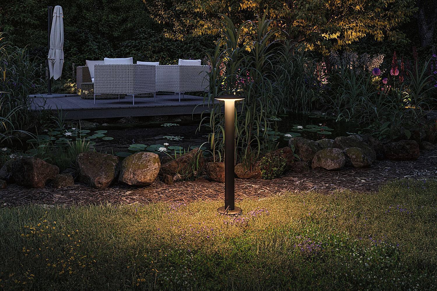 Wegeleuchte Plug & Shine Poller Plate Schwarz Warmweiß 3