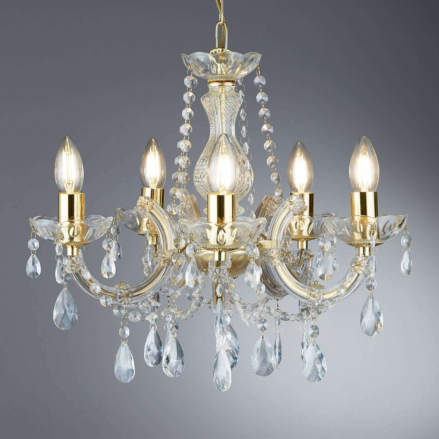 Kronleuchter Marie Therese V 5-Flammig Kristallglas Stahl 2