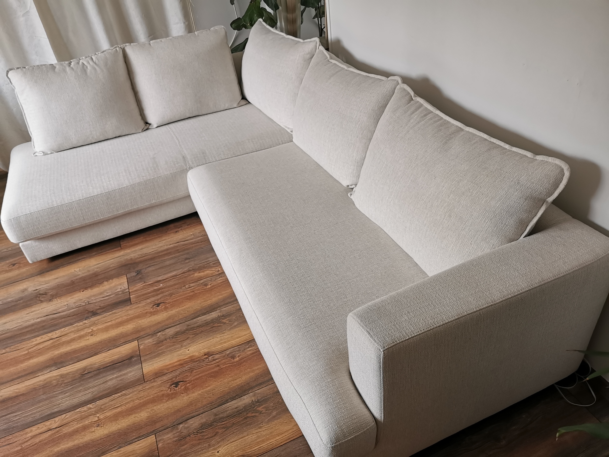 Tribeca Ecksofa Links Stoff Weiß Creme 2