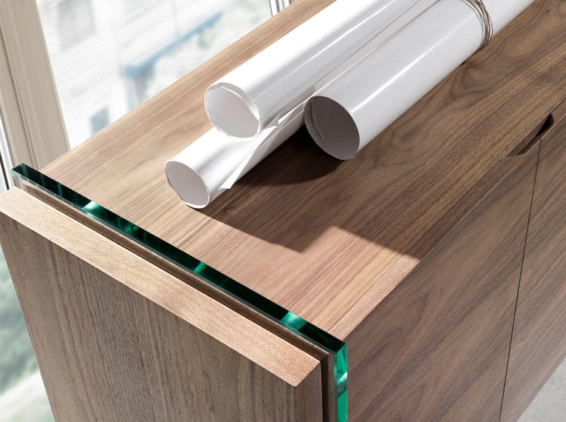 Sideboard Walnut wood Glass Brown 7