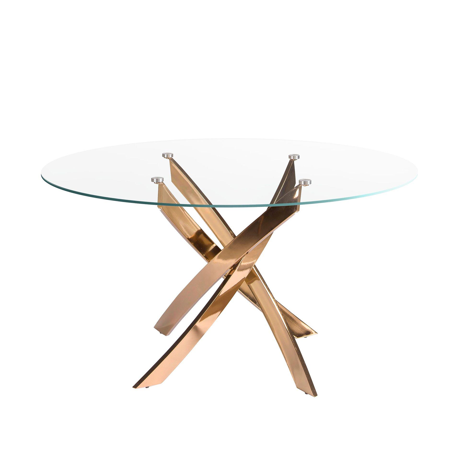 Runder Esstisch Glas Stahl Rosa Ø 100cm 0