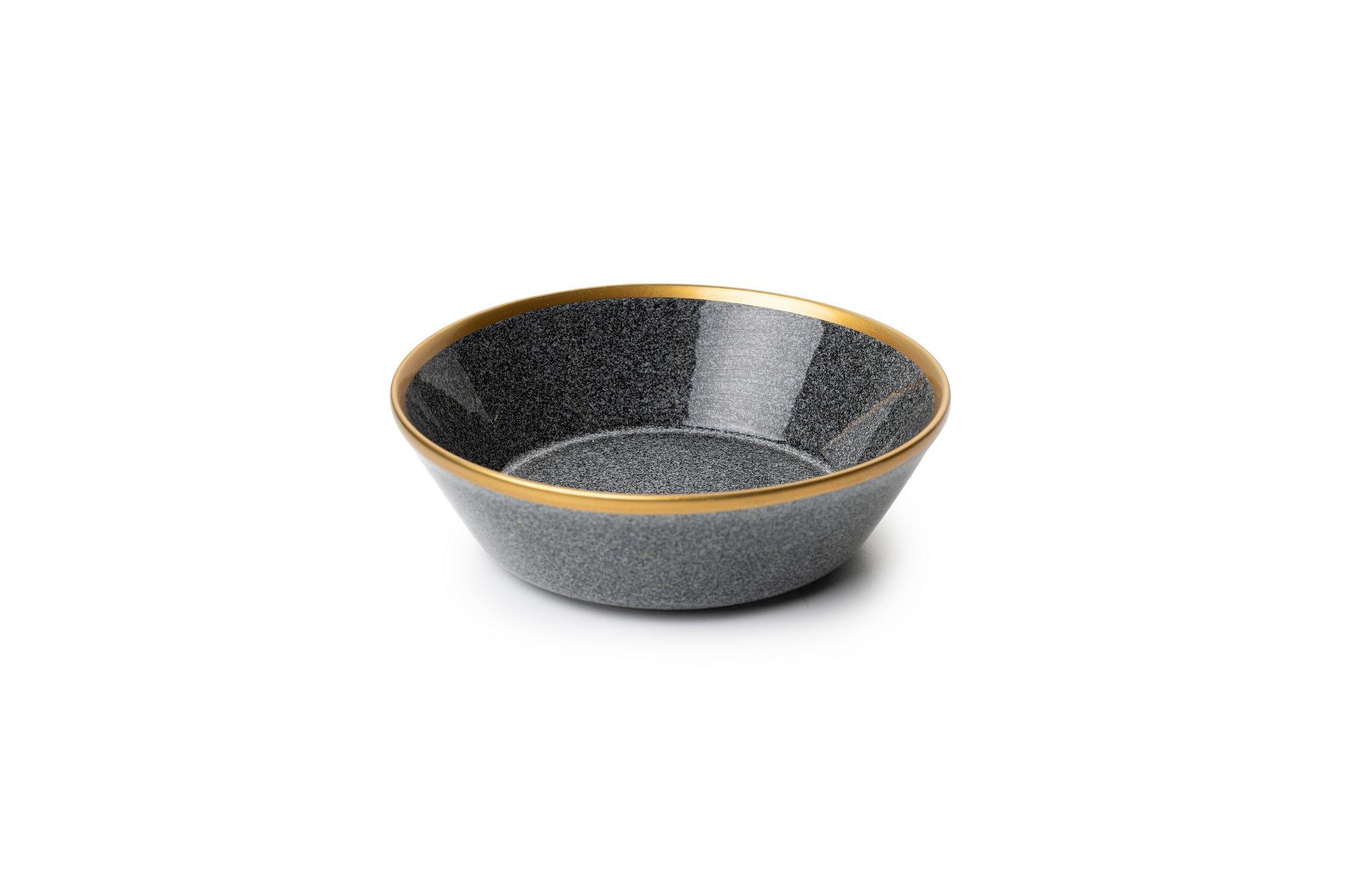 Geschirrset 16-tlg. Porzellan Schwarz Gold 4 Personen 6