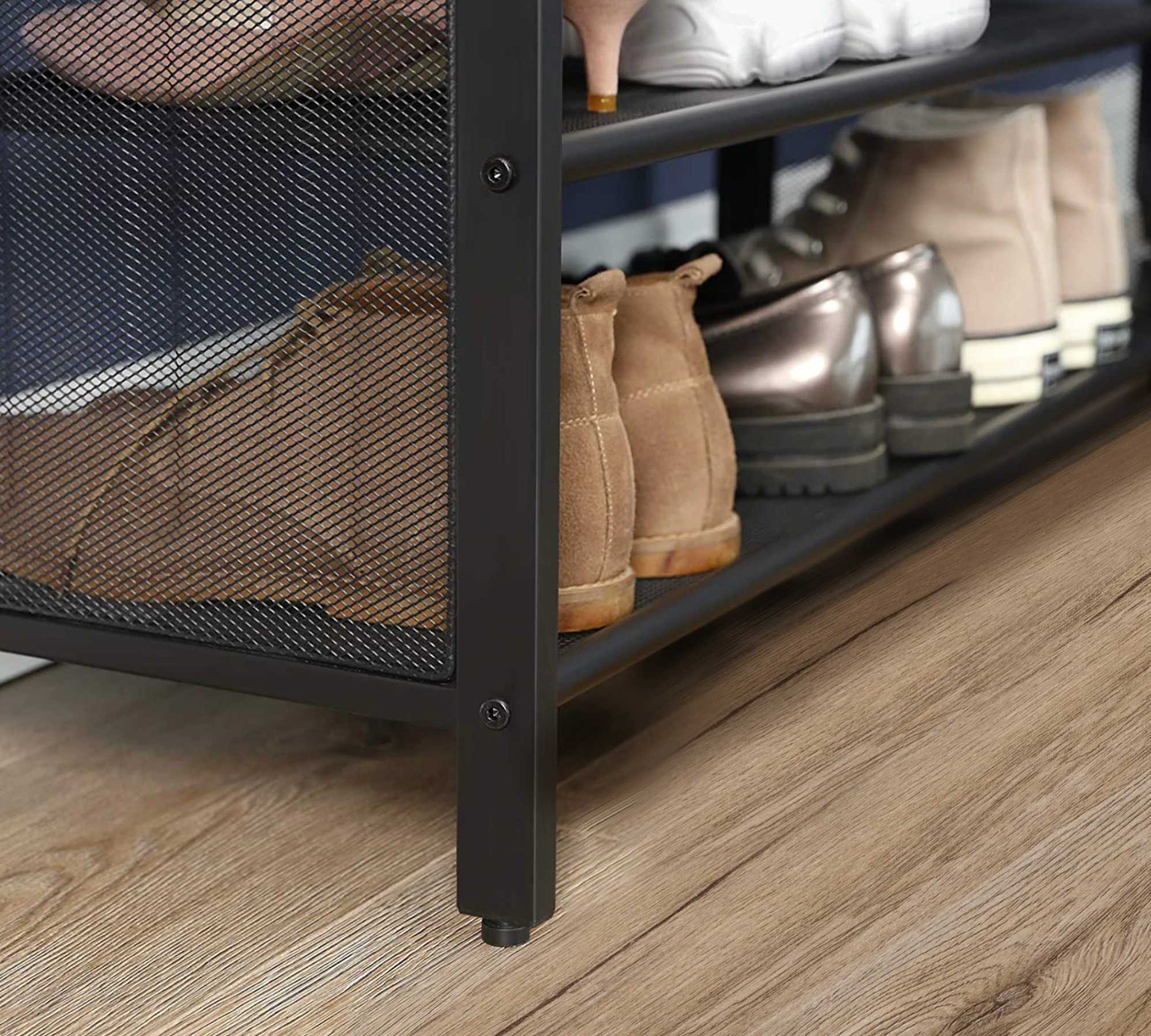 Schuhbank Veganes Leder Schwarz Braun 4