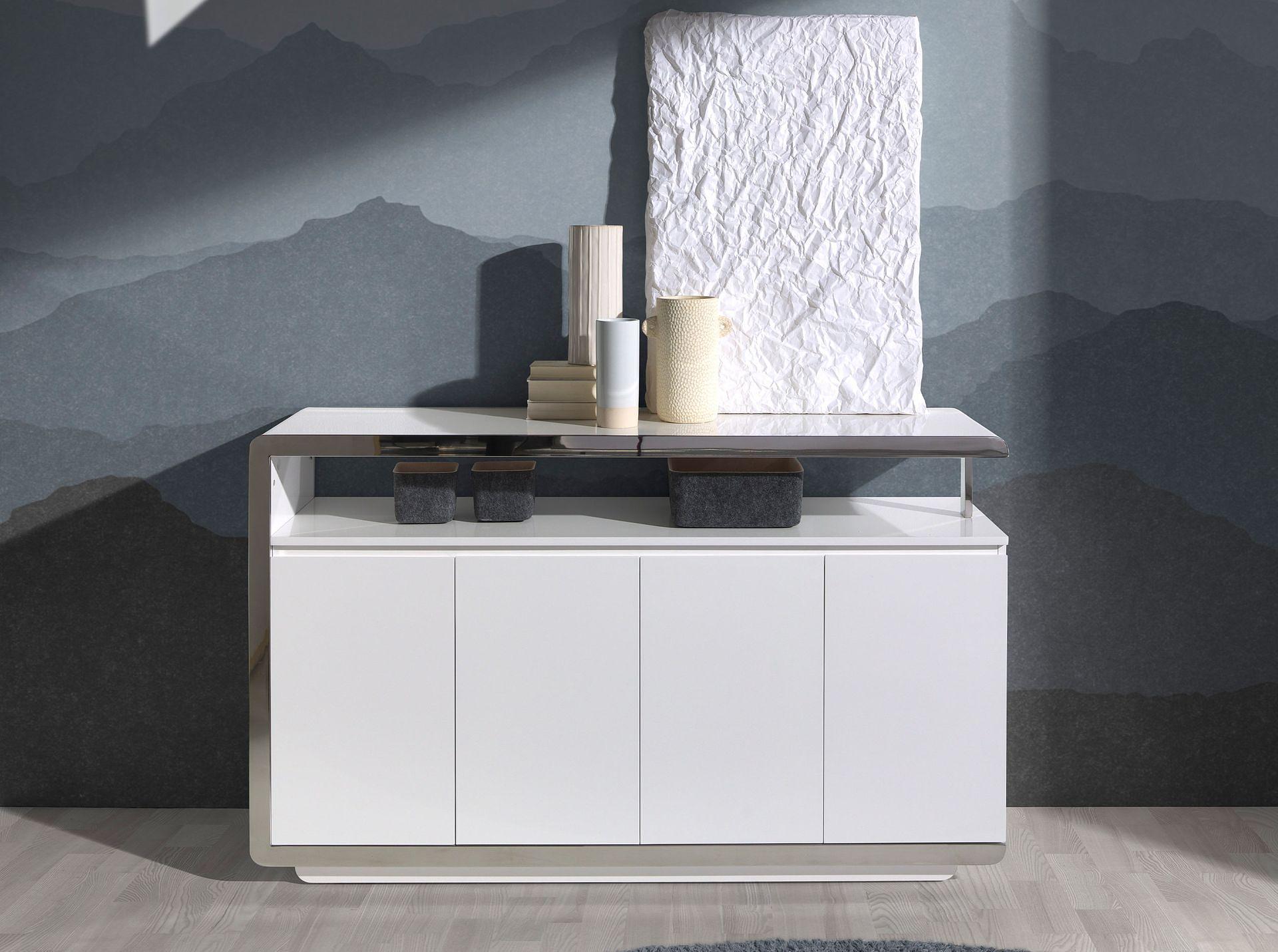 3055 Sideboard Verchromter Stahl Weiß 1