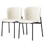 Upholstered chair MOUZON Set of 2 Bouclé Cream Black 0