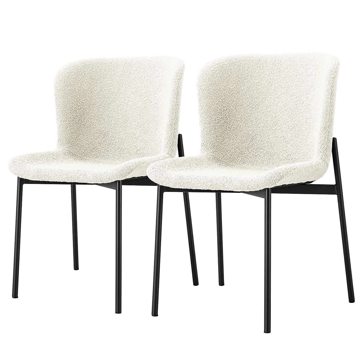 Upholstered chair MOUZON Set of 2 Bouclé Cream Black 0