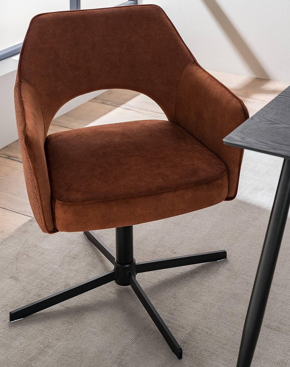 Yellville Typ B Armlehnenstuhl Eisen Textil Rostbraun 3