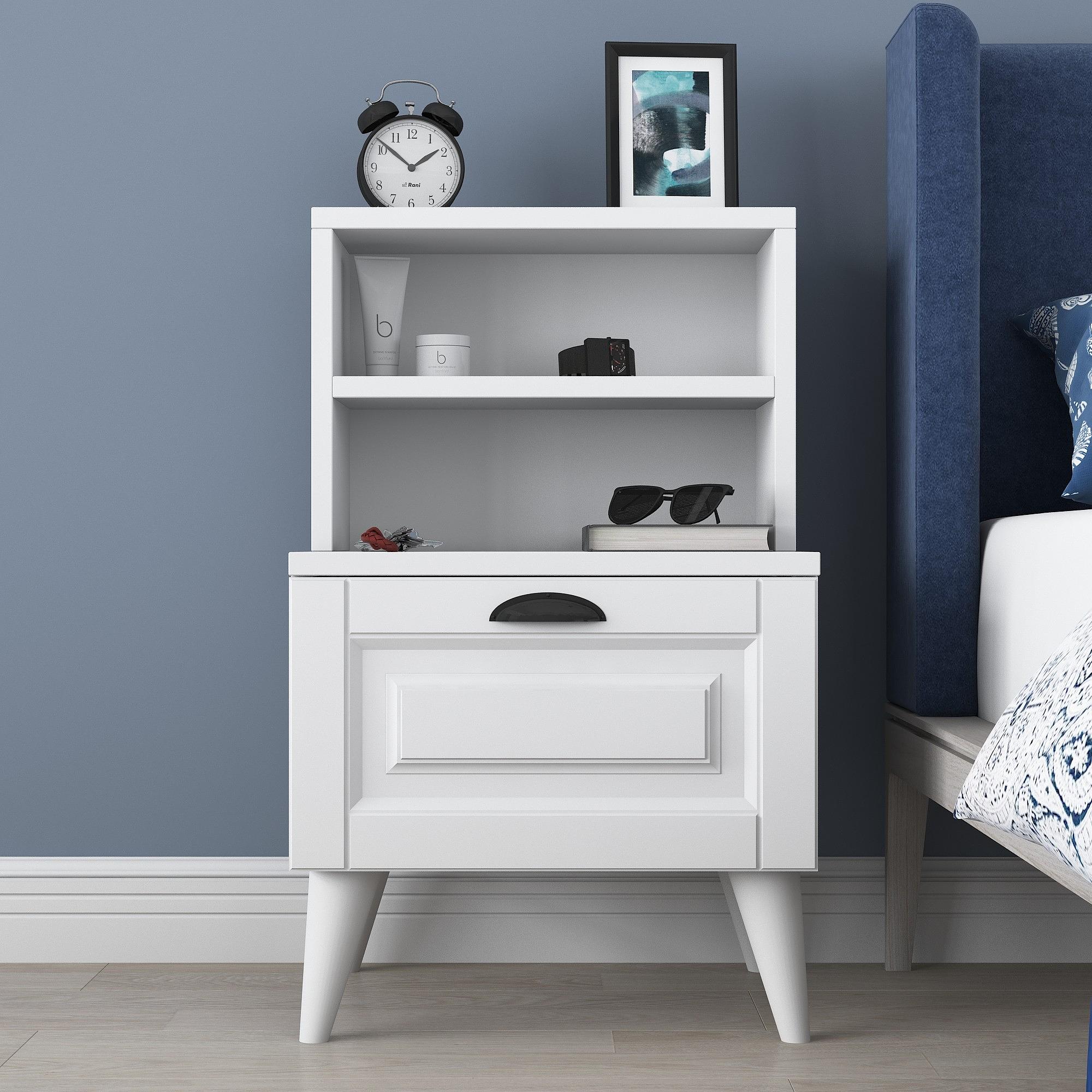 Bd105 Nightstand Wood veneer White 2