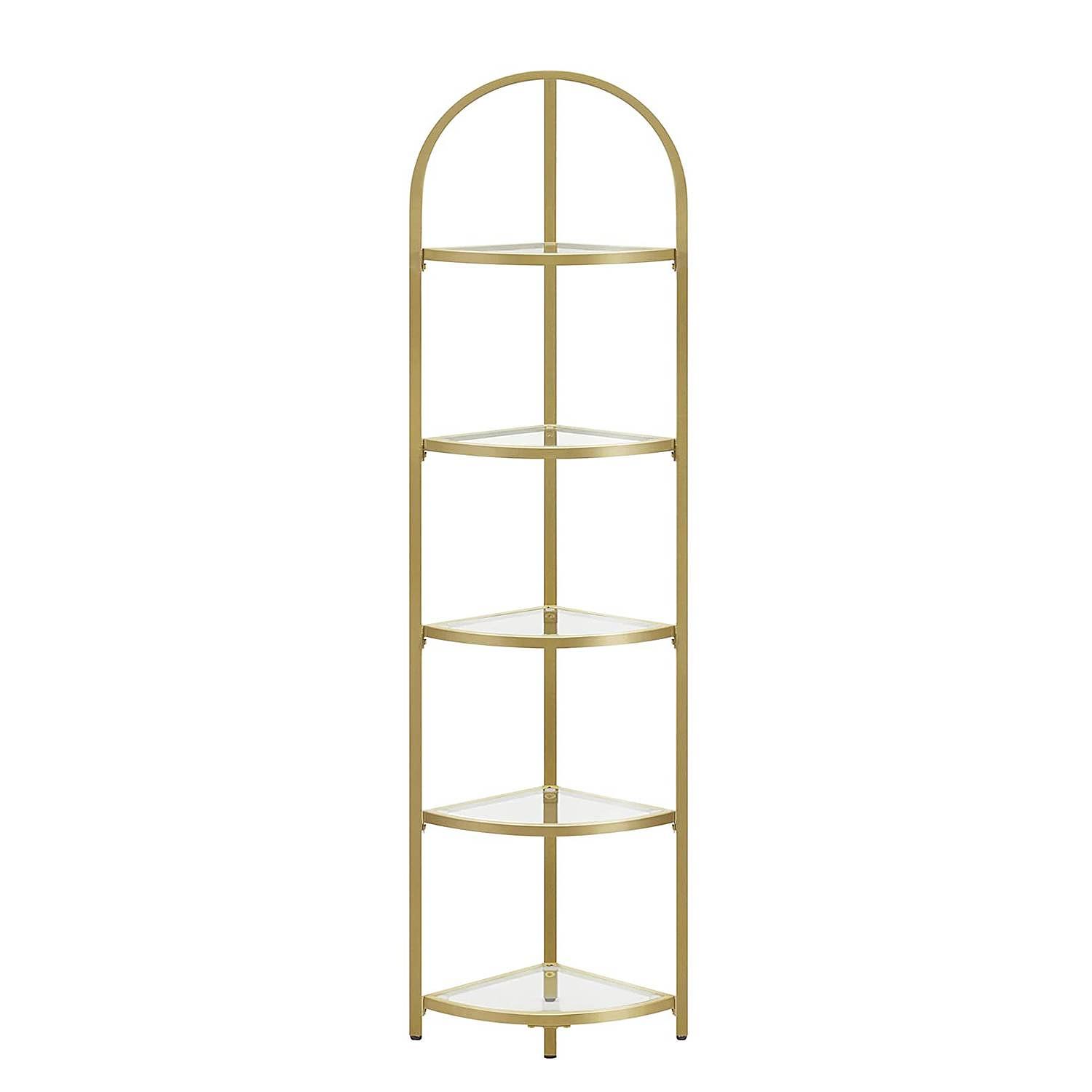 Eckregal Poygan Glas Metall Gold 4