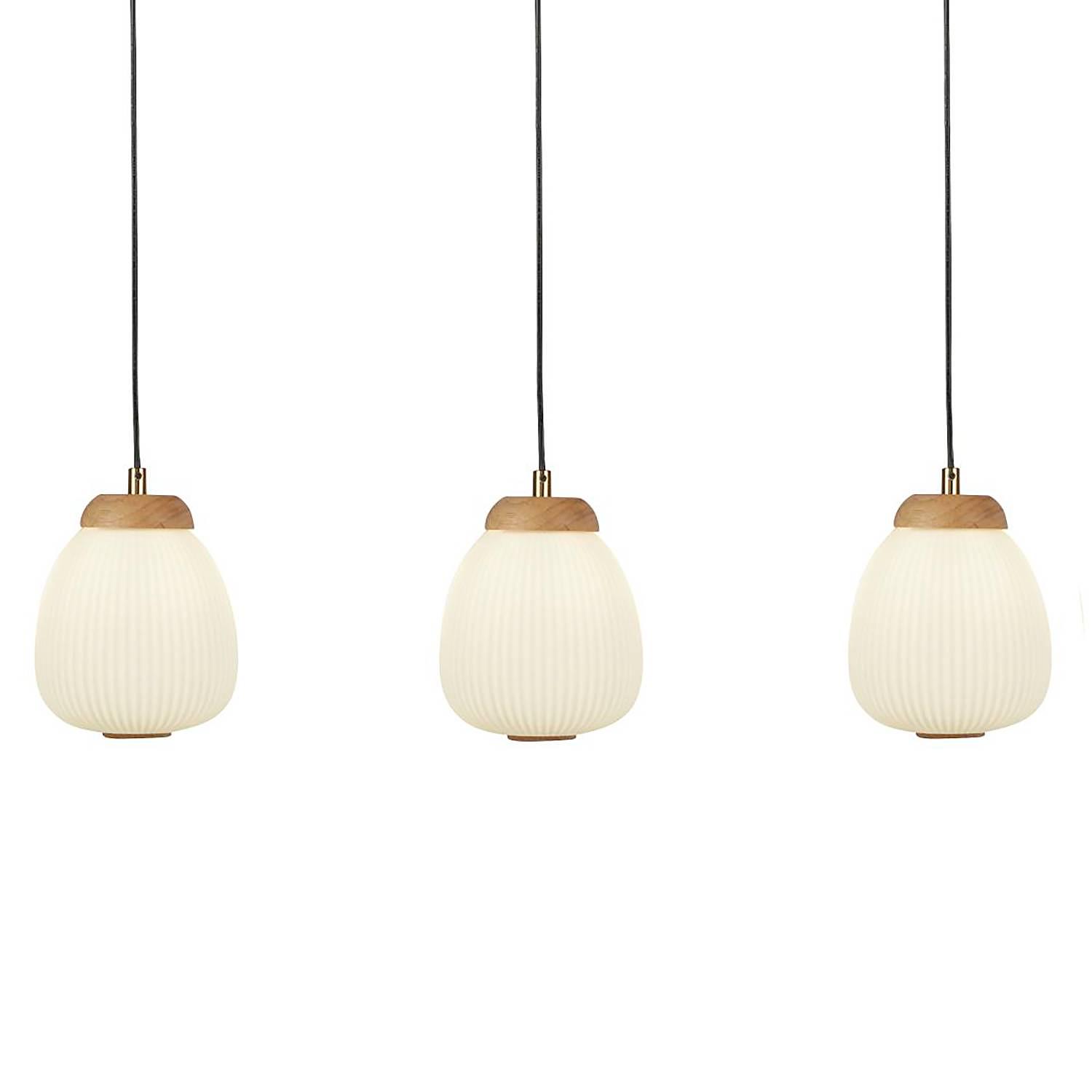 Ella Pendelleuchte 3-Flammig Stahl Opalglas Weiß  1