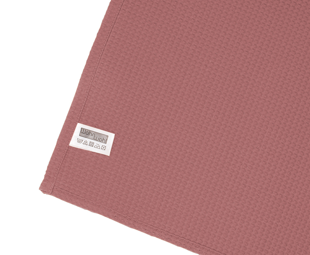 Leichte Decke aus Waffelpiqué 100% Baumwolle Rose Single 2