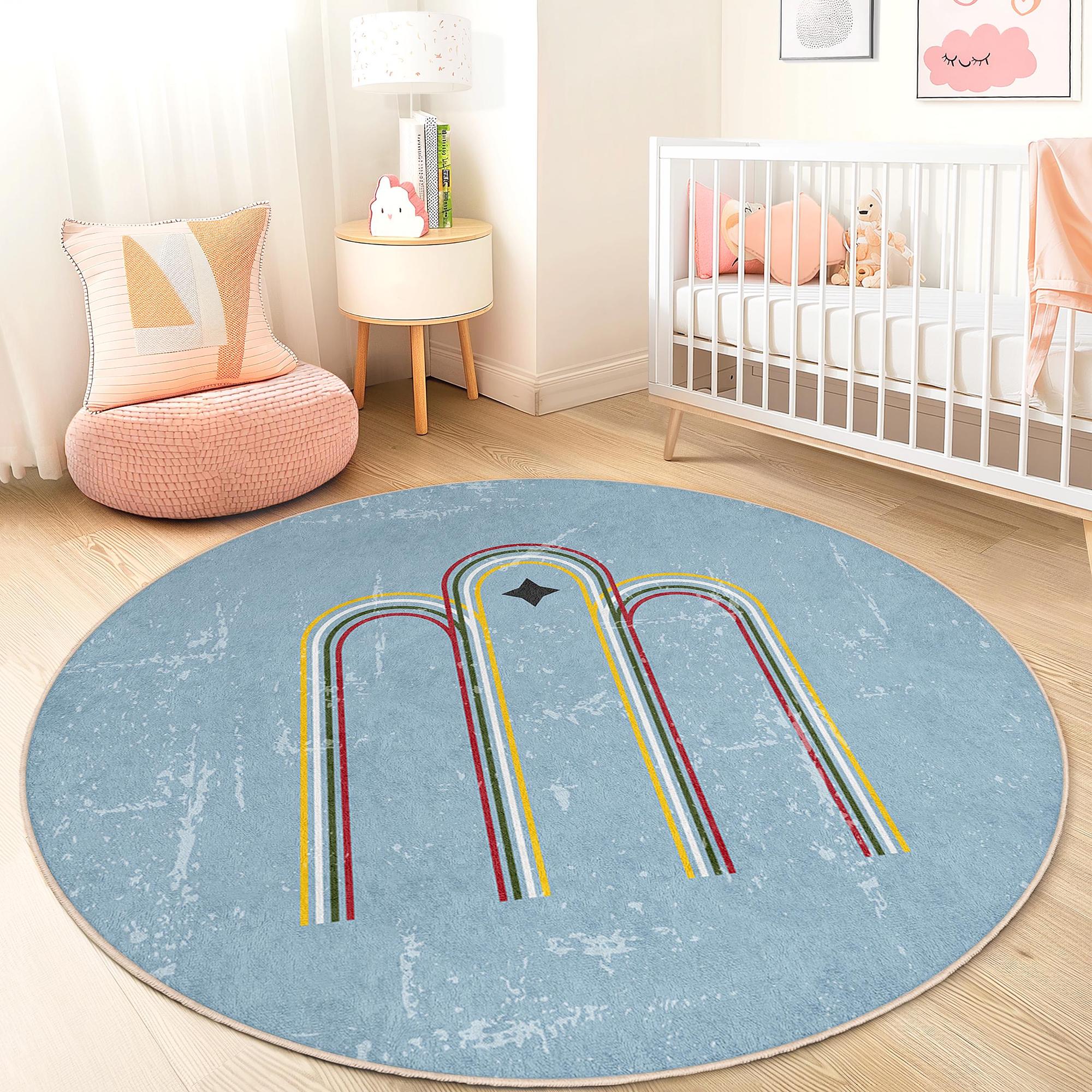 Regenbogen Kinderspielteppich Mehrfarbig Ø120cm 0