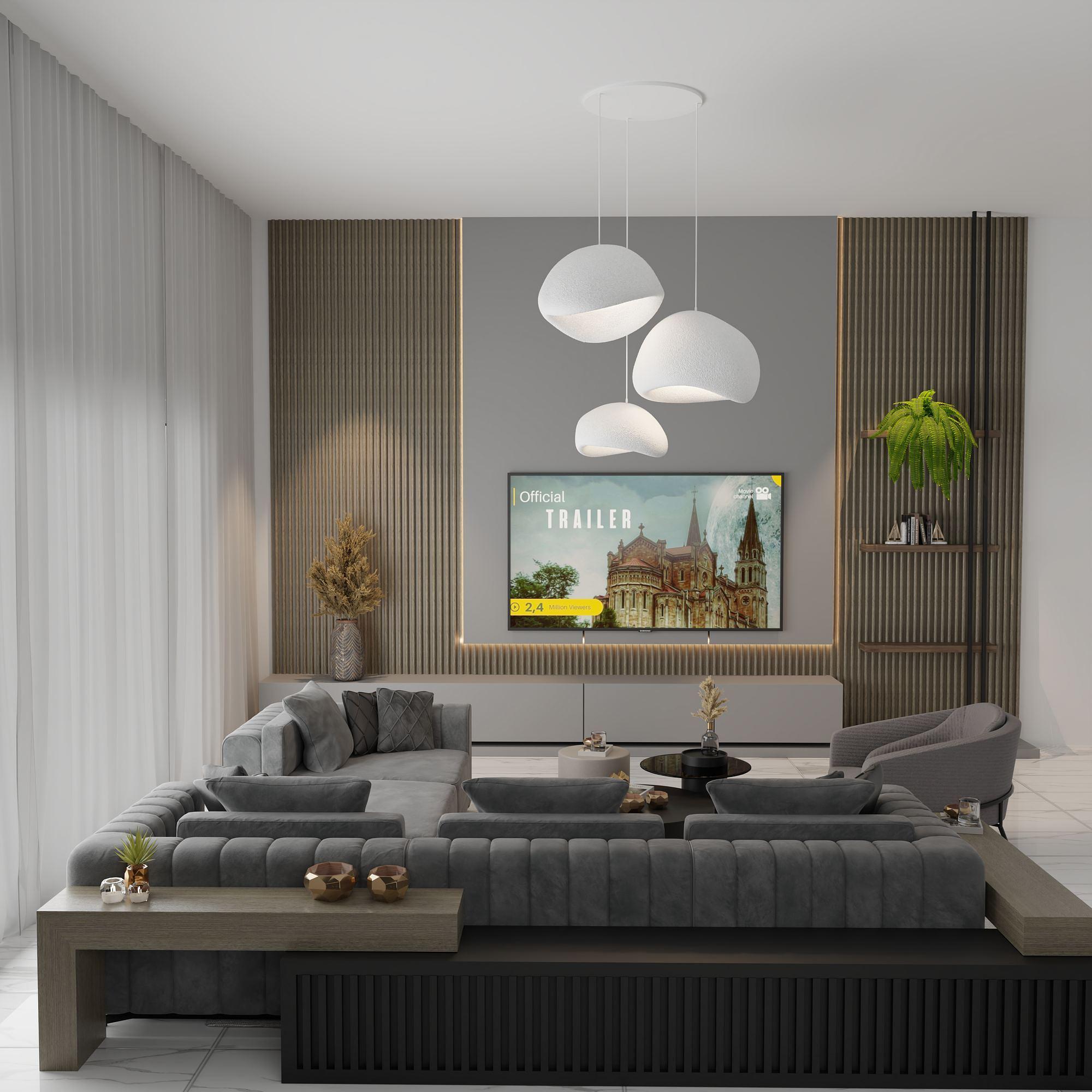 3-Flammig Wabi Sabi Mossgreys Pendelleuchte Weiß 3