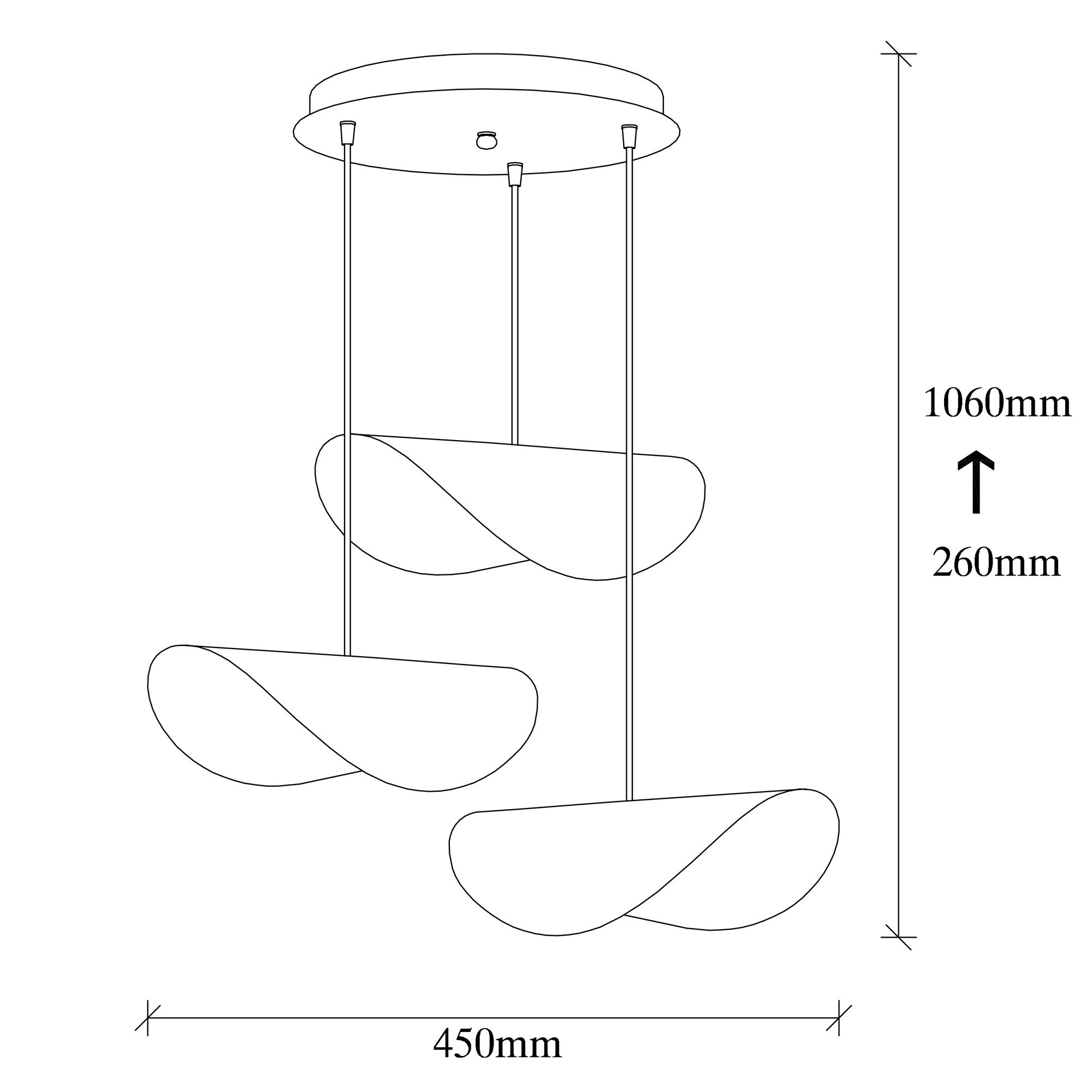 Lampada a sospensione con 3 elementi metallo bianco oro 4