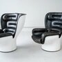 2x Vintage Joe Colombo Elda Sessel Leder Fiberglas Schwarz 1