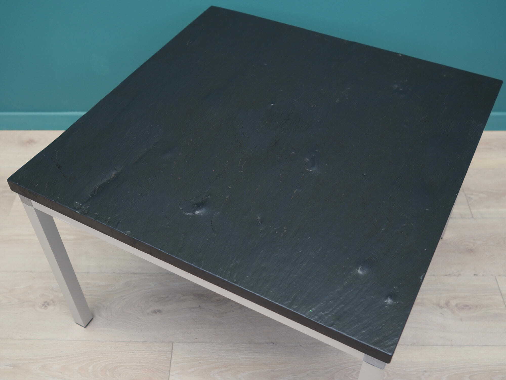 Vintage Side Table Slate Metal Black 1970s 7