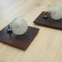 2x Wall lamp glass wood brown 1970s  5