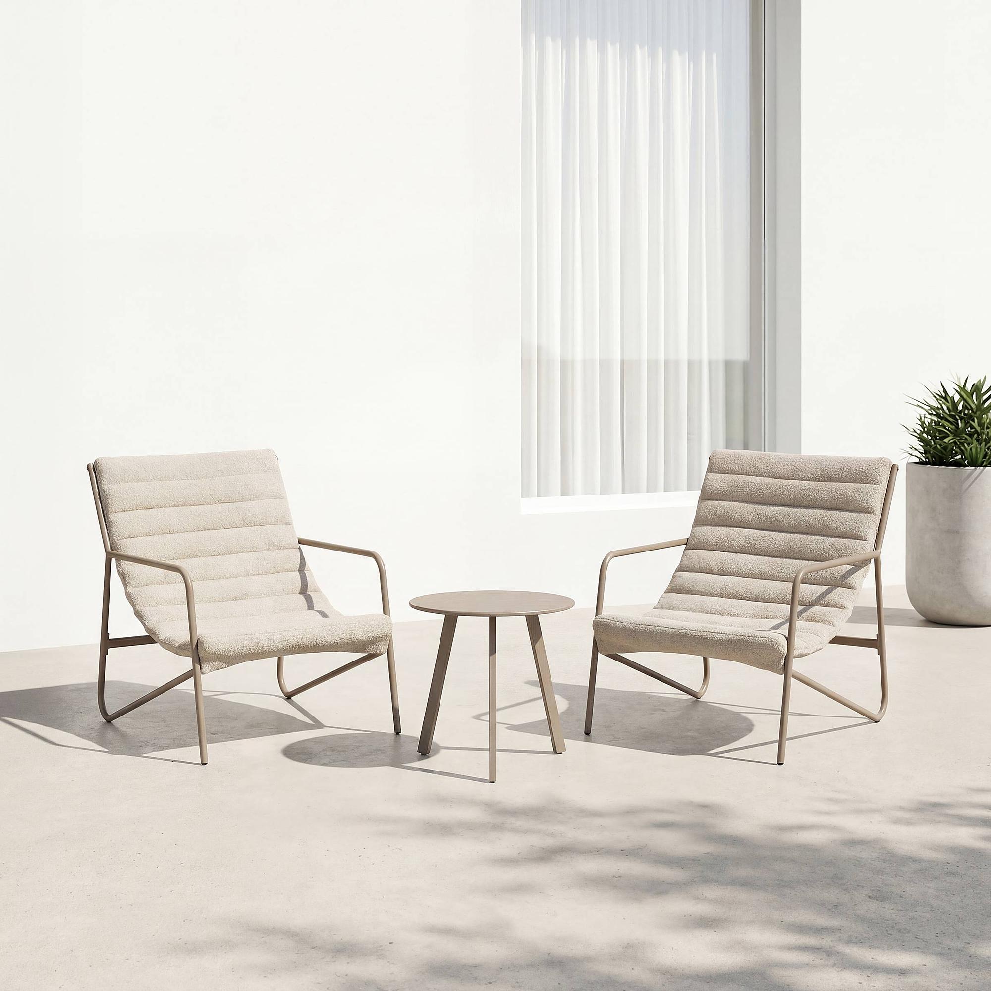 Wink Balcony Set 3-piece Steel Bouclé Beige 0