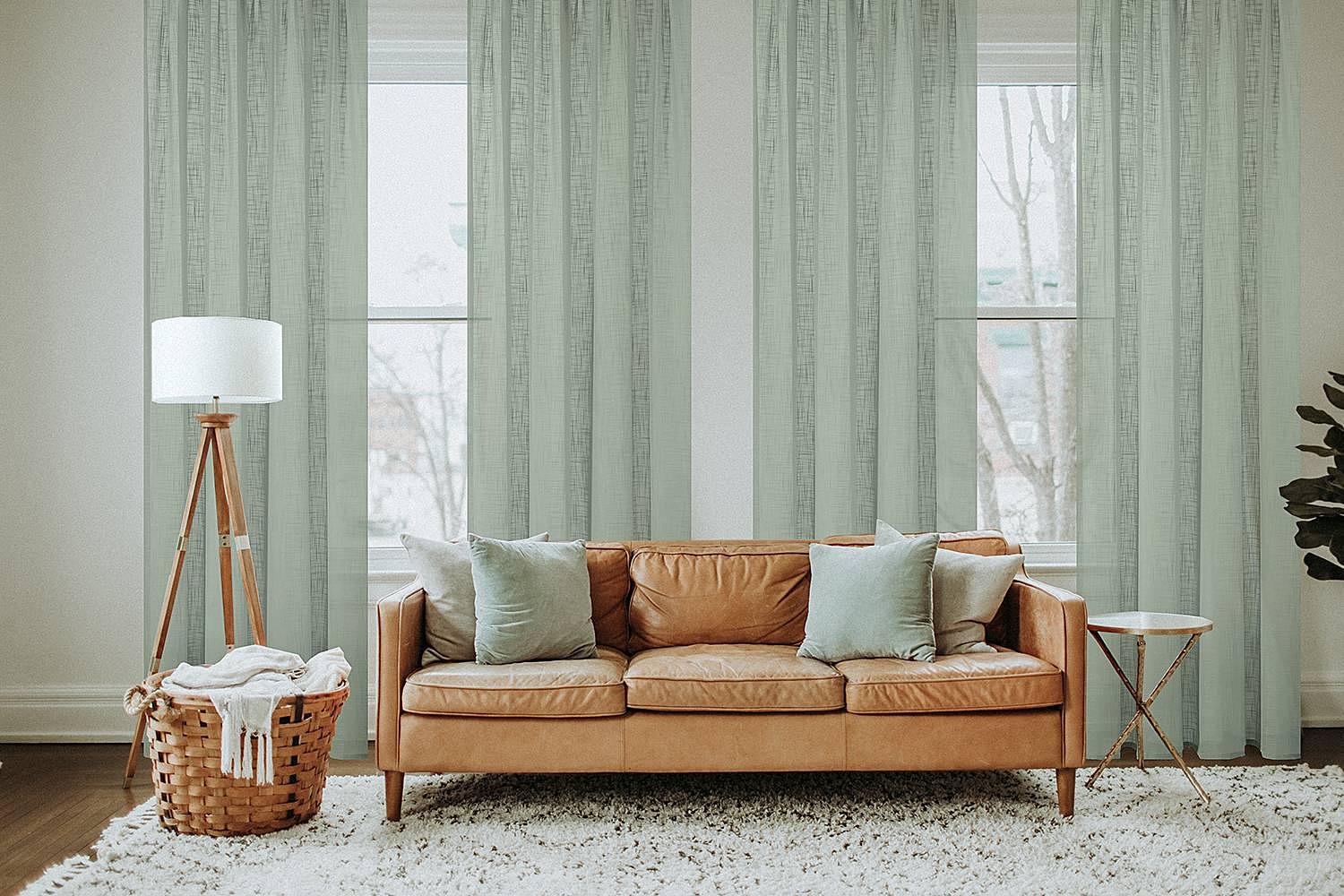 Fertiggardine Softy Polyester Pastellgrün 140 x 245 cm 3