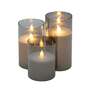 3x LED Candle Clear Glass Natural Fiber 2
