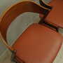 4x Chair Teak Wood Faux Leather Beige 1970s 2