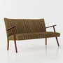 Vintage Sofa Teak wood Textile Green 1960s 2