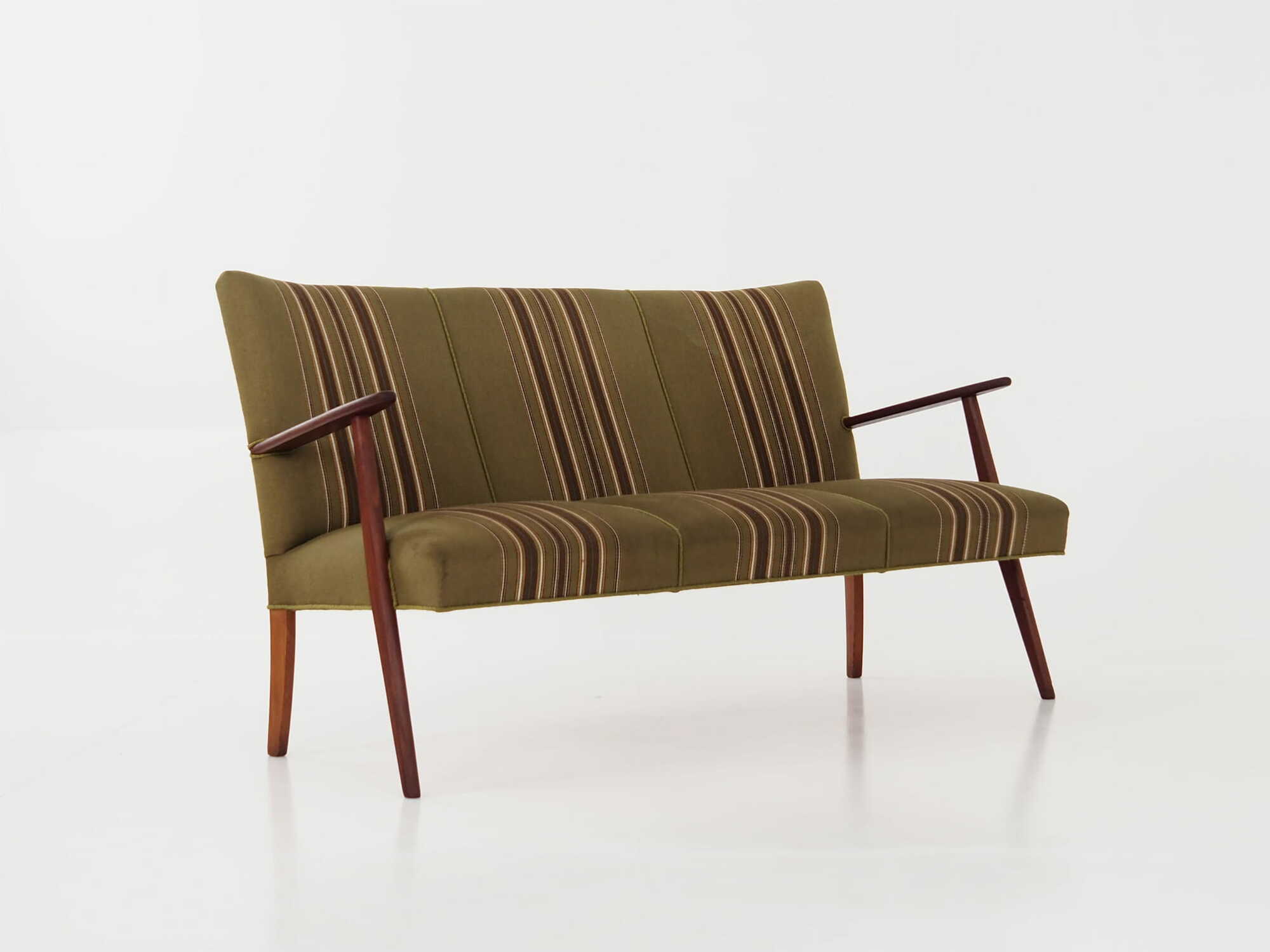 Vintage Sofa Teak wood Textile Green 1960s 2