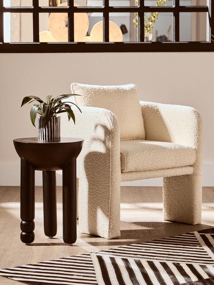 Walsa Round Column Detail Side Table Mango Wood Black 2