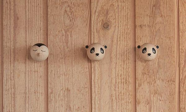 Panda Haken Holz Natur Mini 3