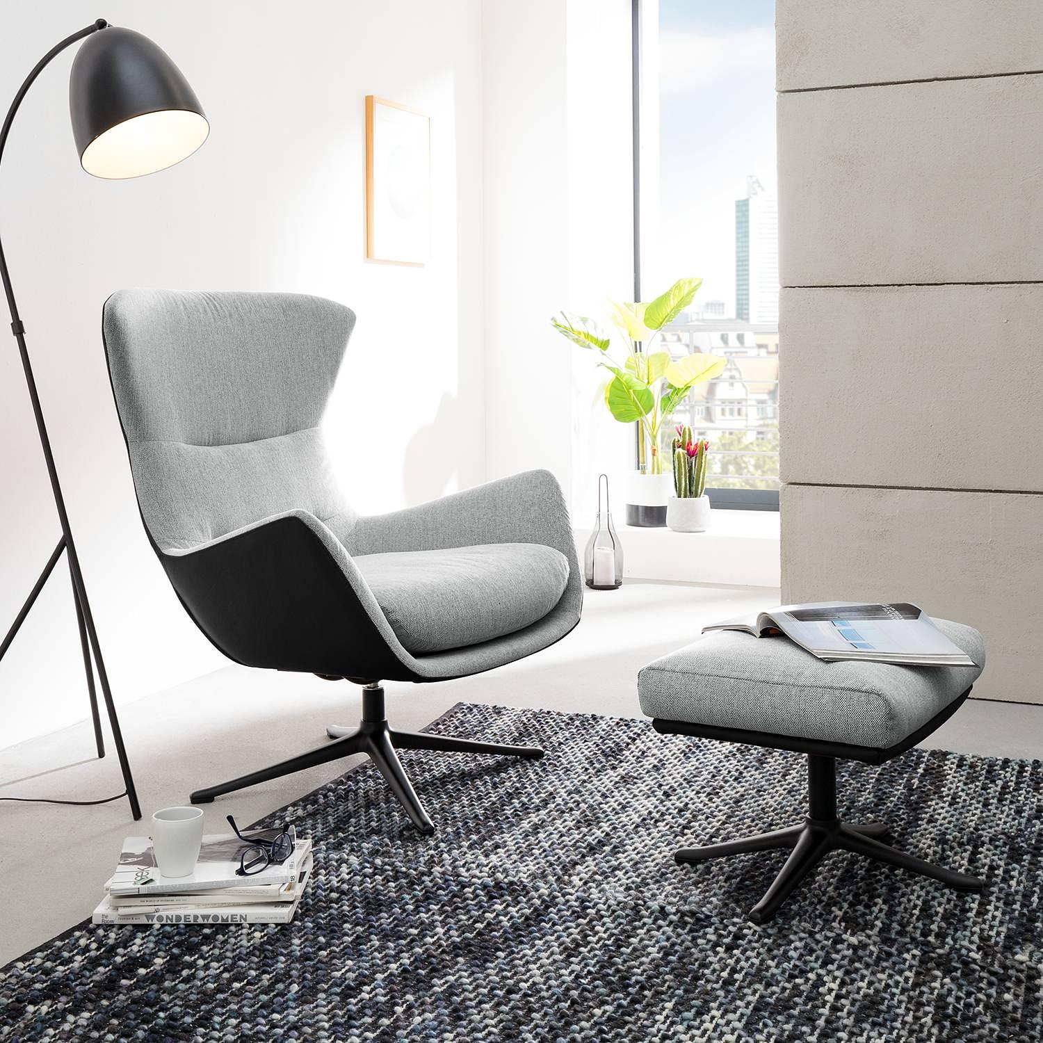 Hocker Hepburn mit Kreuzfuß Hellgrau 2